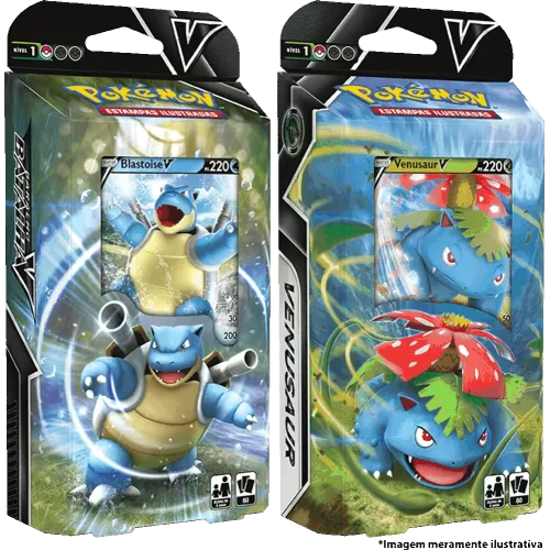 Pokemon - (Deck) Baralho Batalha V - Kit de 2 Decks (Blastoise V e Venusaur V)