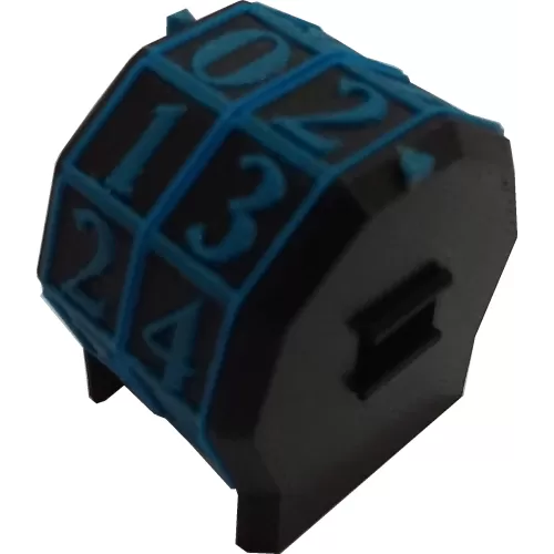 Marcador de Vida rotacionável 2 dígitos - Preto com Números Azuis